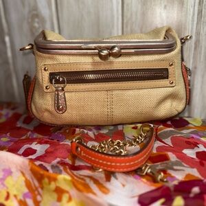 Coach Bonnie Straw Leather Kisslock